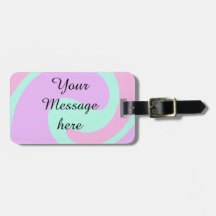 Your message here add text name monogram pink past luggage tag