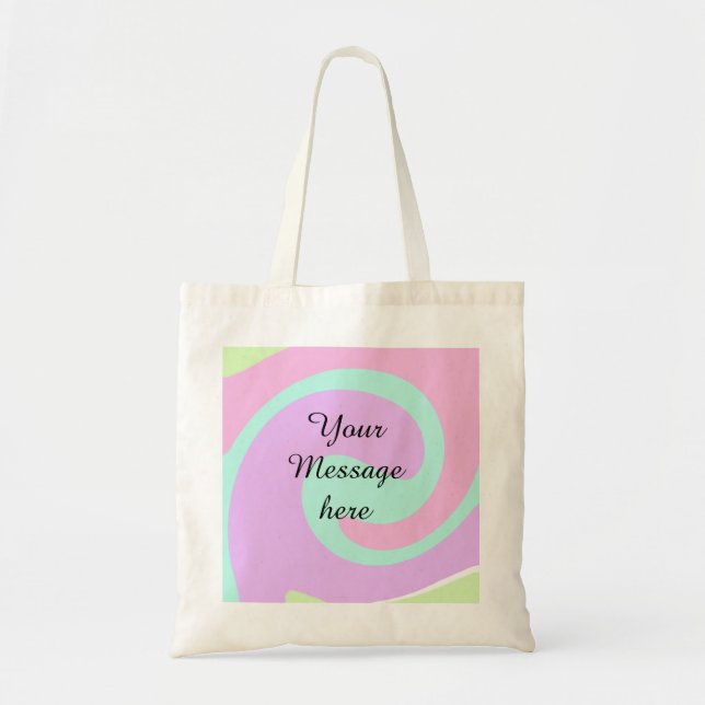 Your message here add text name monogram pink past tote bag (Front)