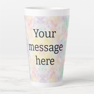 Your message here colourful rainbow pastel monogra latte mug