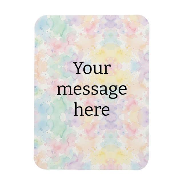 Your message here colourful rainbow pastel monogra magnet (Vertical)