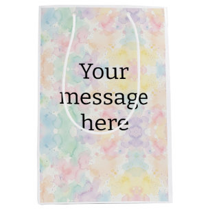 Your message here colourful rainbow pastel monogra medium gift bag