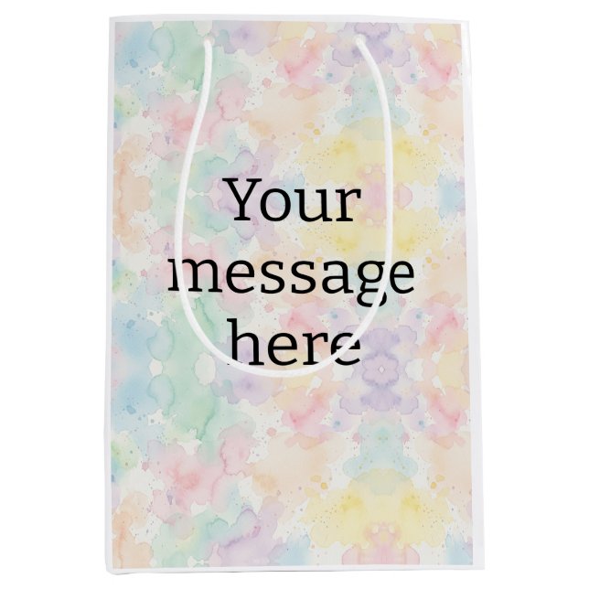 Your message here colourful rainbow pastel monogra medium gift bag (Front)
