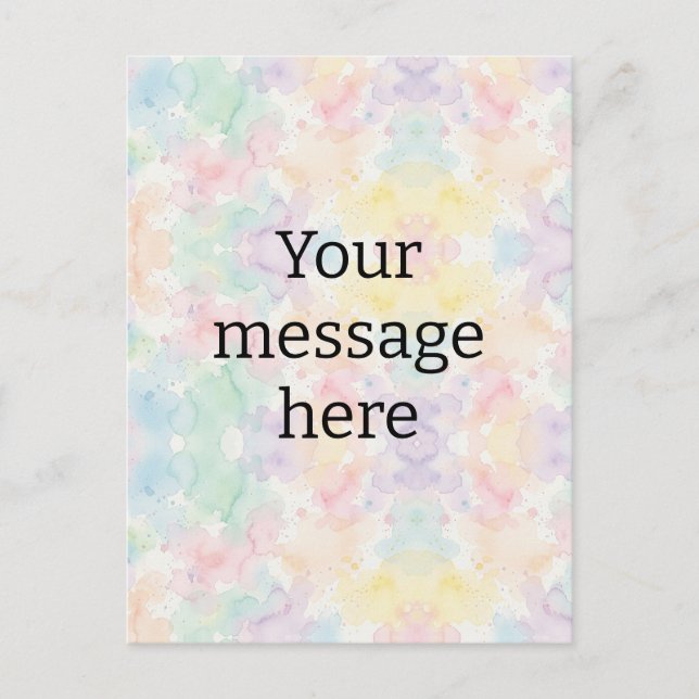 Your message here colourful rainbow pastel monogra postcard (Front)
