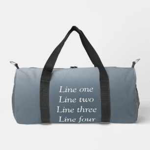 Your message here gray blue metallic background te duffle bag