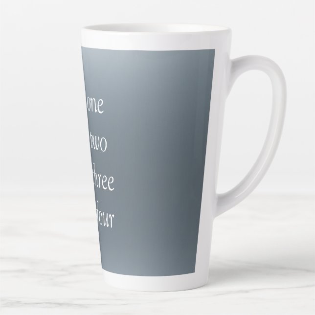 Your message here gray blue metallic background te latte mug (Right)