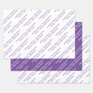 Your Message Pattern All-over Print Purple/White Wrapping Paper Sheet