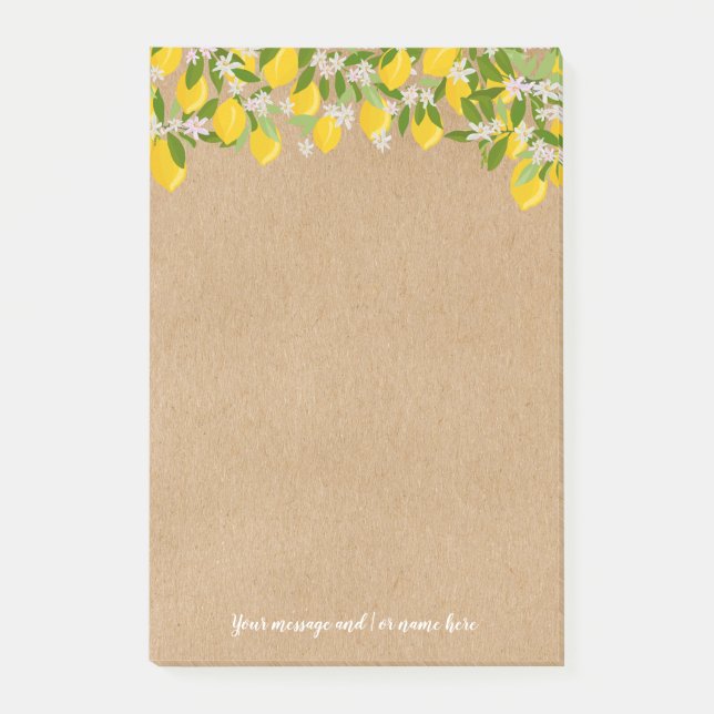 Your Message Rustic Lemon Greenery Post-it Notes (Front)