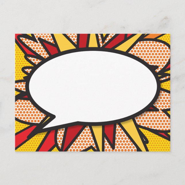Your Message Speech Bubble Fun Retro Comic Book Announcement Postcard (Front)