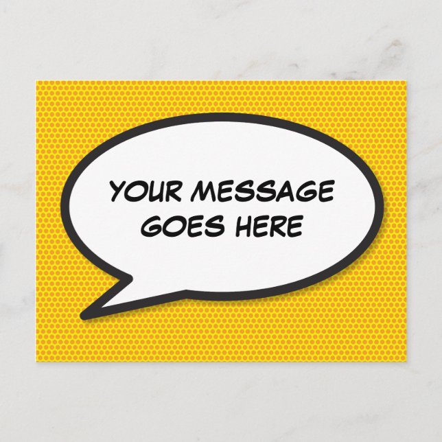 Your Message Speech Bubble Fun Retro Comic Book Announcement Postcard (Front)