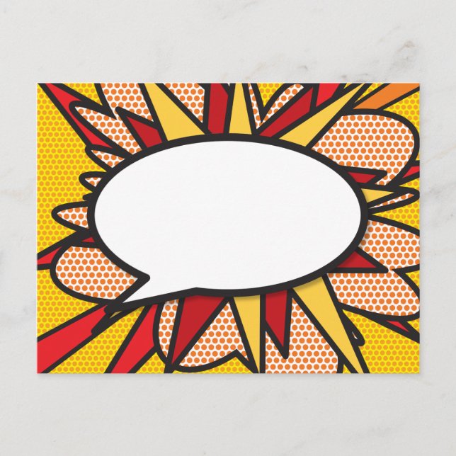 Your Message Speech Bubble Fun Retro Comic Book Announcement Postcard (Front)