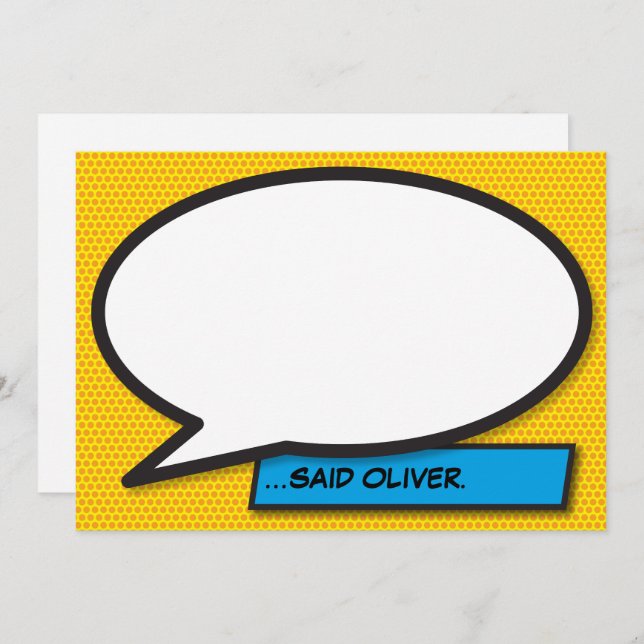 Your Message Speech Bubble Fun Retro Comic Book Invitation (Front/Back)