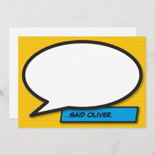 Your Message Speech Bubble Fun Retro Comic Book Invitation