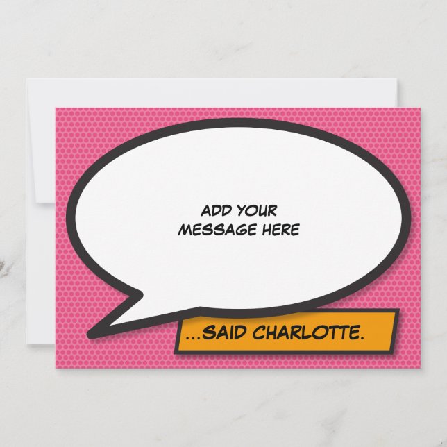 Your Message Speech Bubble Fun Retro Comic Book Invitation (Front)