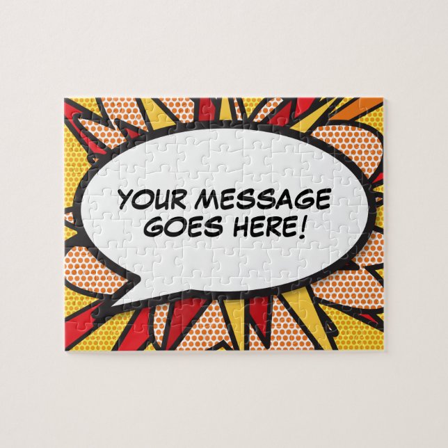 Your Message Speech Bubble Fun Retro Comic Book Jigsaw Puzzle (Horizontal)