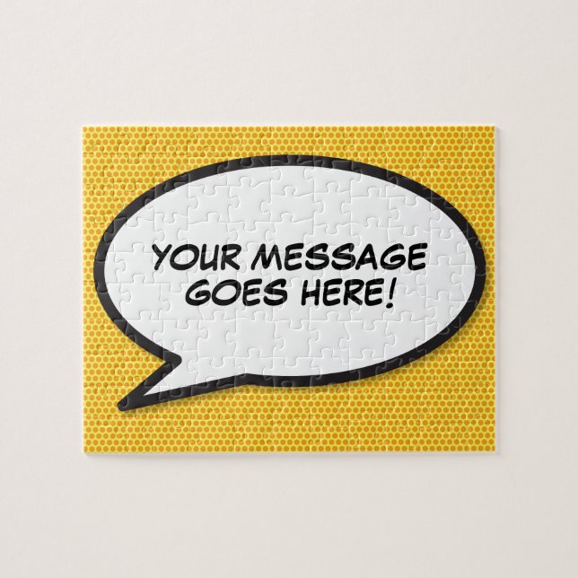 Your Message Speech Bubble Fun Retro Comic Book Jigsaw Puzzle (Horizontal)
