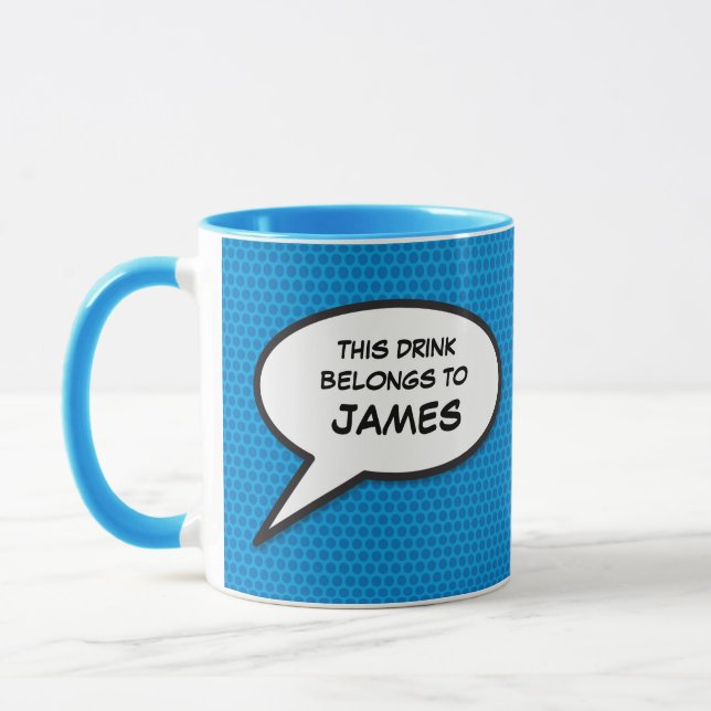 Your Message Speech Bubble Fun Retro Comic Book Mug (Left)