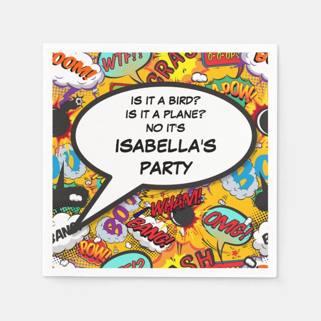 Your Message Speech Bubble Fun Retro Comic Book Napkin (Front)