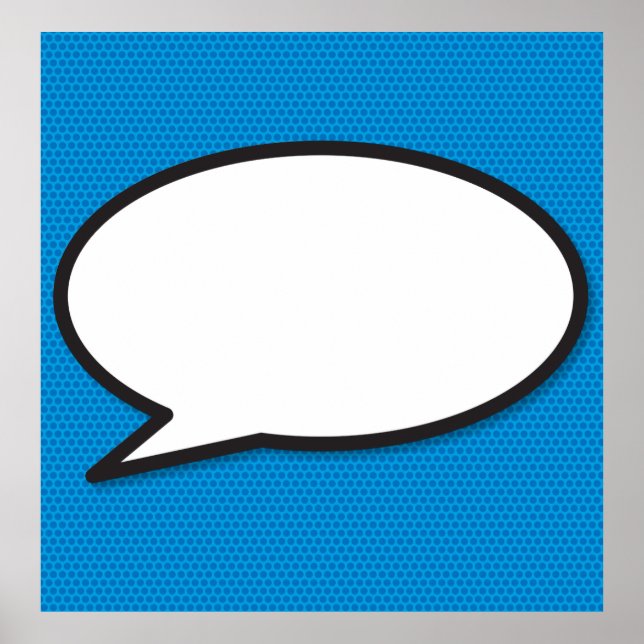 Your Message Speech Bubble Fun Retro Comic Book Poster (Front)