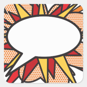 Your Message Speech Bubble Fun Retro Comic Book Square Sticker
