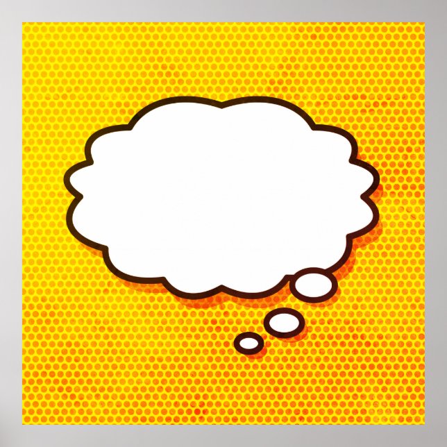 Your Message Think Bubble Fun Retro Comic Book Poster (Front)