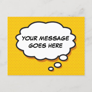 Your Message Thought Bubble Fun Retro Comic Book Announcement Postcard
