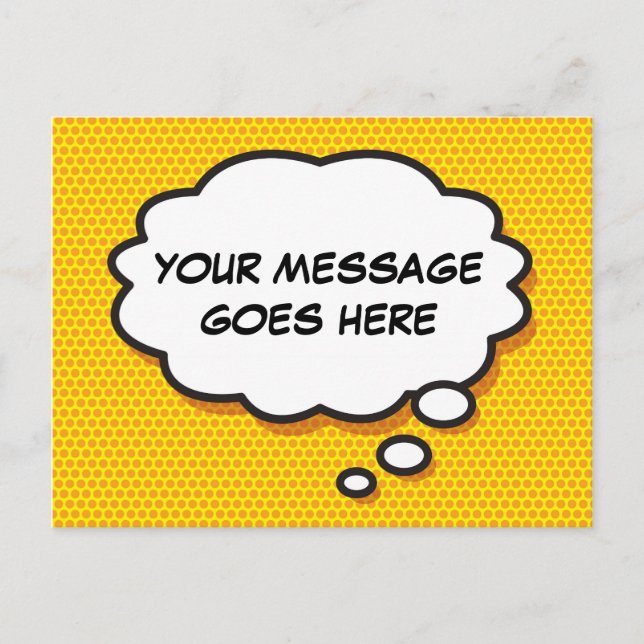 Your Message Thought Bubble Fun Retro Comic Book Announcement Postcard (Front)