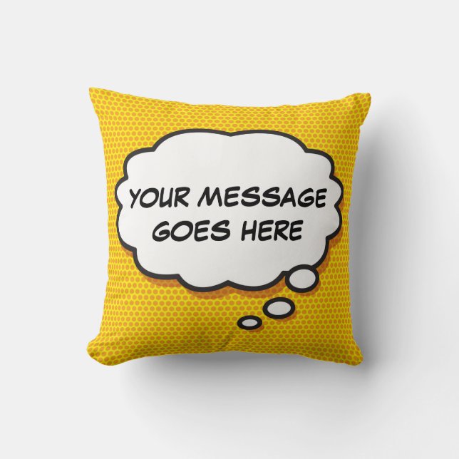 Your Message Thought Bubble Fun Retro Comic Book Cushion (Front)