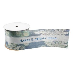 Your Message Winter Frost Abstract Photo - Bokeh Satin Ribbon