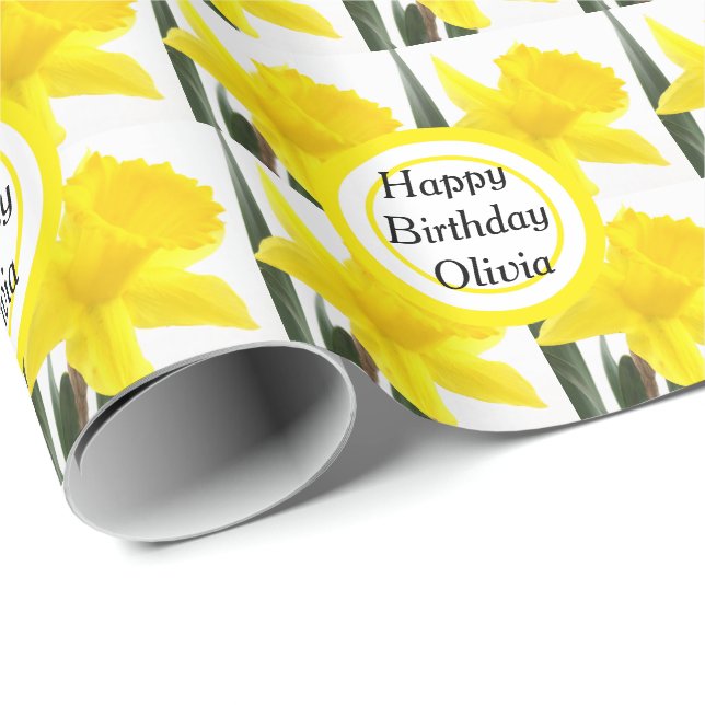 Your Message with Yellow Narcissus Daffodil Wrapping Paper (Roll Corner)