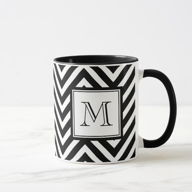 YOUR MONOGRAM, BLACK CHEVRON MUG (Right)