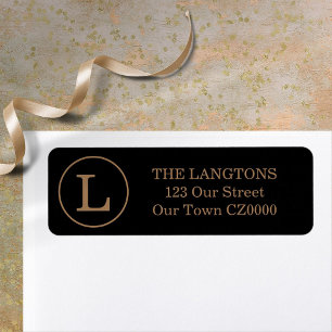 Your Monogram Classic Black and Gold Return Address Label