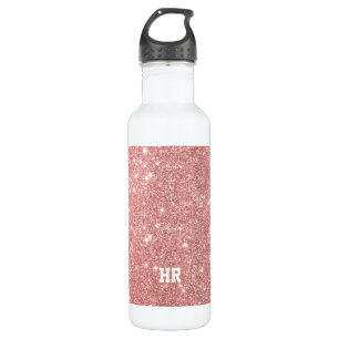 YOUR MONOGRAM Elegant Chic Faux Glitter Rose Gold 710 Ml Water Bottle