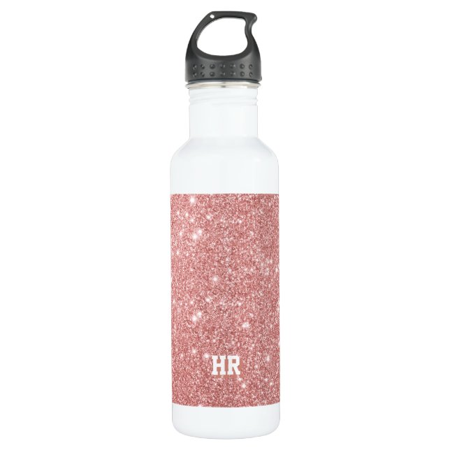 YOUR MONOGRAM Elegant Chic Faux Glitter Rose Gold 710 Ml Water Bottle (Front)
