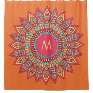Your Monogram in a Boho Frame shower curtain