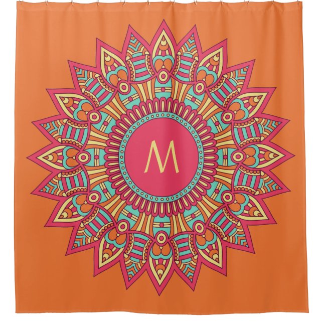 Your Monogram in a Boho Frame shower curtain (Front)