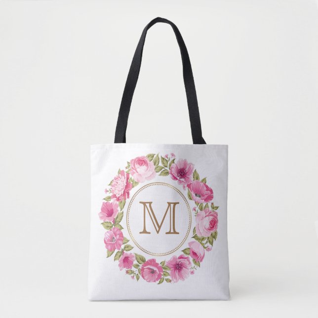 Your Monogram in a Flower Frame custom bags (Front)