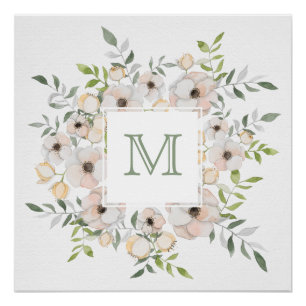 Your Monogram in a Flower Frame custom poster