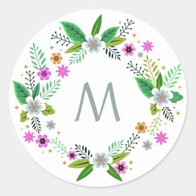 Your Monogram in a Flower Frame stickers (Front)