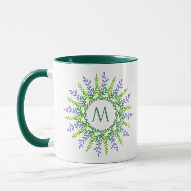 Your Monogram in a Leaf Frame Mug (Left)