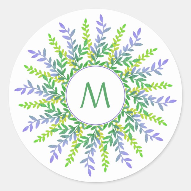 Your Monogram in a Leaf Frame stickers (Front)