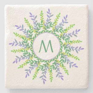 Your Monogram in a Leaf Frame stone coasters