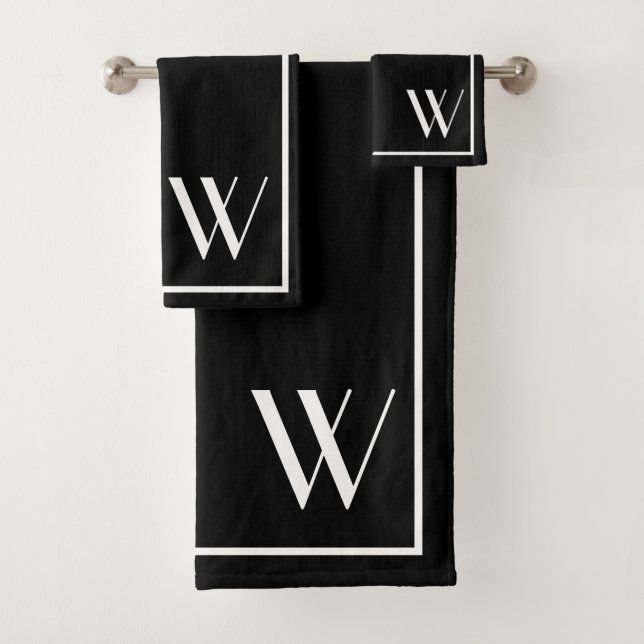 Your monogram in black&white bath towel set (Insitu)