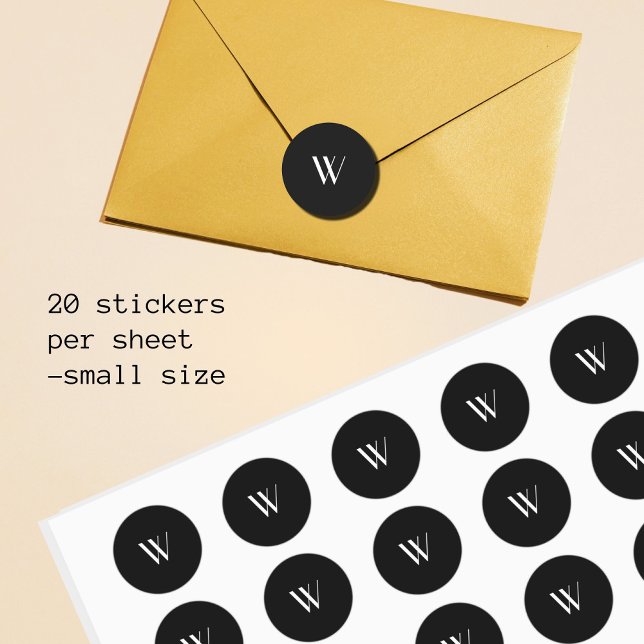 Your monogram in black&white   classic round sticker (Creator Uploaded)