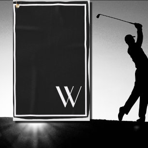 Your monogram in black&white  golf towel