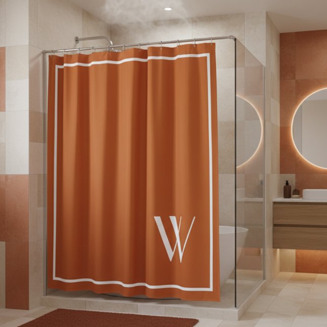 Your monogram in burnt orange   shower curtain (Creator Uploaded)