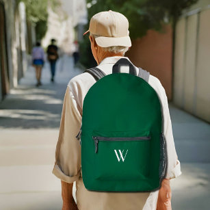Your monogram in dark green  printed backpack