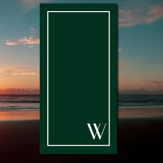 Your monogram in dark green &white beach towel
