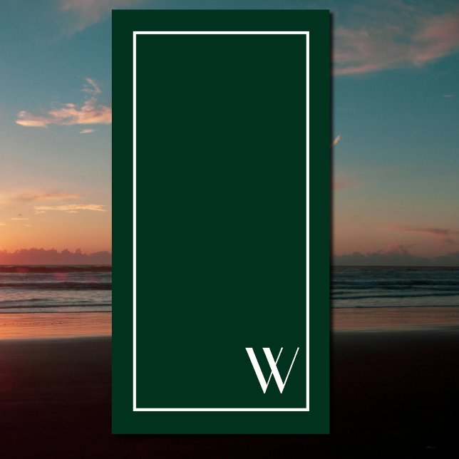 Your monogram in dark green &white  beach towel (Creator Uploaded)