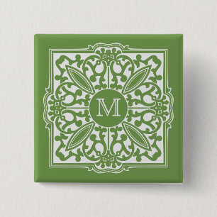 YOUR MONOGRAM in decorative frame custom button