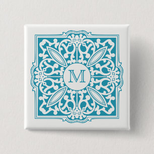 YOUR MONOGRAM in decorative frame custom button